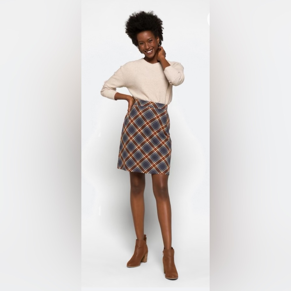 Kaileigh Blue and Brown Plaid Skirt